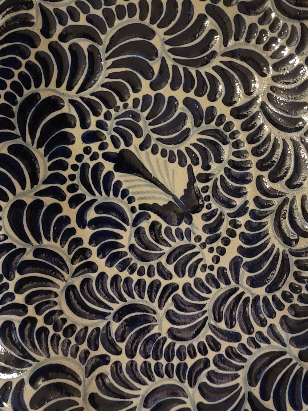 Handcrafted Ceramic Accent Tray in Navy Blue and Cream